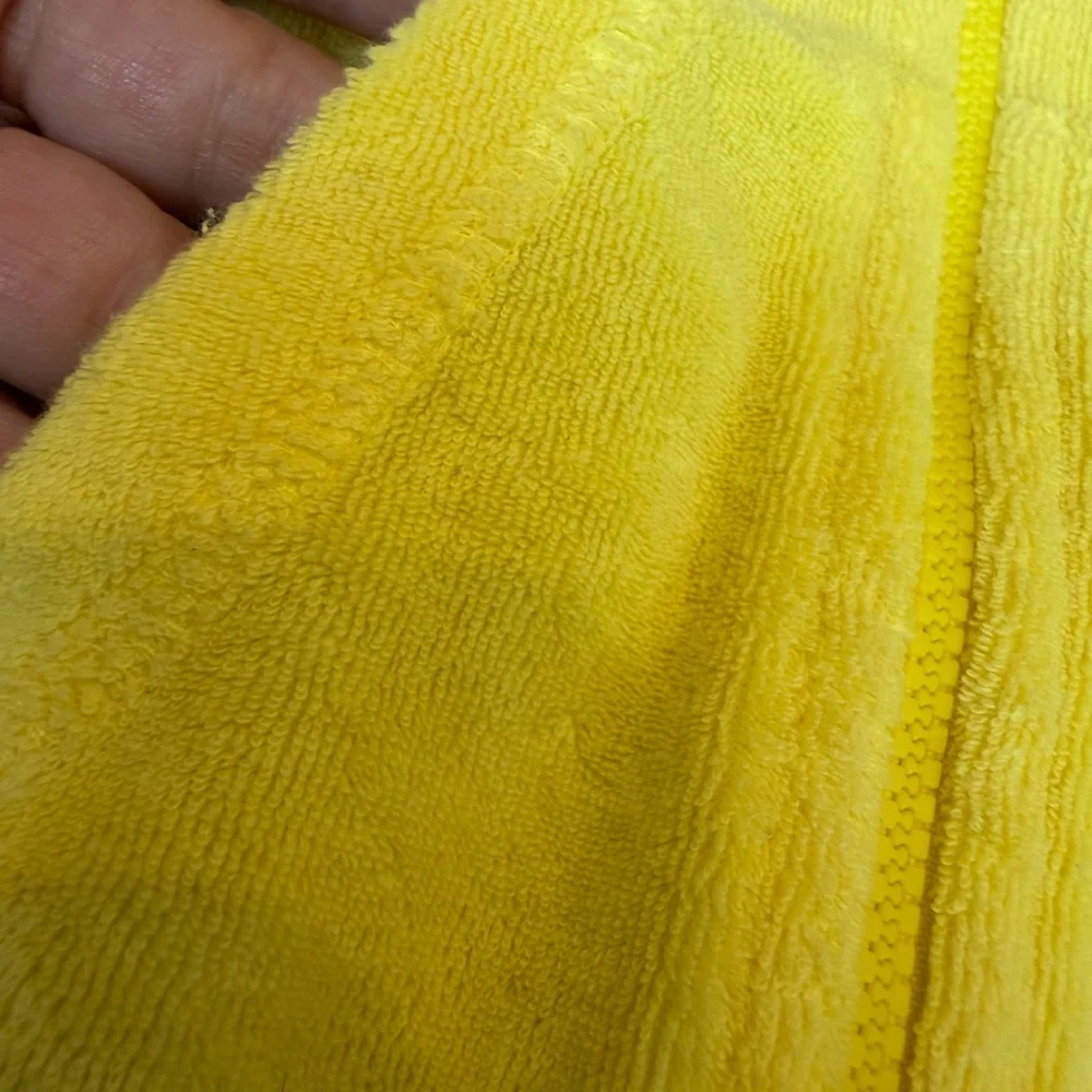 Designer From Denny’s! Circo Bright Yellow & White Hooded Zip-Up Terry Tunic - Picture 3 of 15